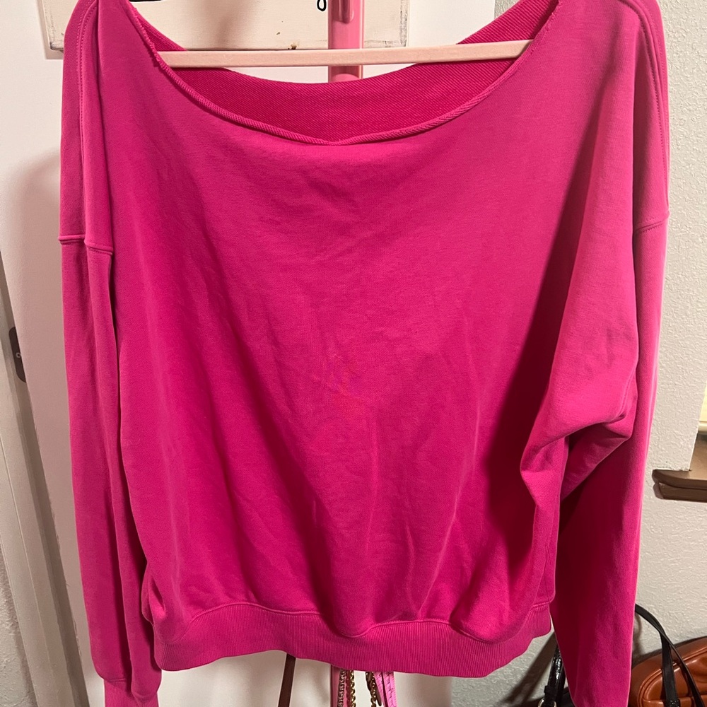 Fabletics: Vibrant Pink Off-Shoulder Sweatshirt